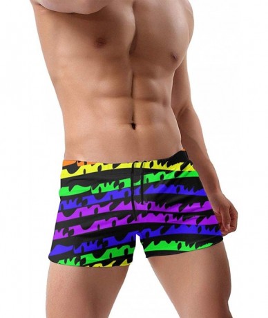 Briefs Men's Swimming Trunks Boxer Brief Six-Colored Rainbow Waves Swimsuit Swim Underwear - Six-colored Rainbow Waves - C419...