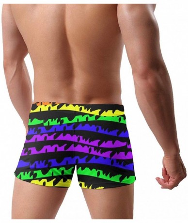 Briefs Men's Swimming Trunks Boxer Brief Six-Colored Rainbow Waves Swimsuit Swim Underwear - Six-colored Rainbow Waves - C419...