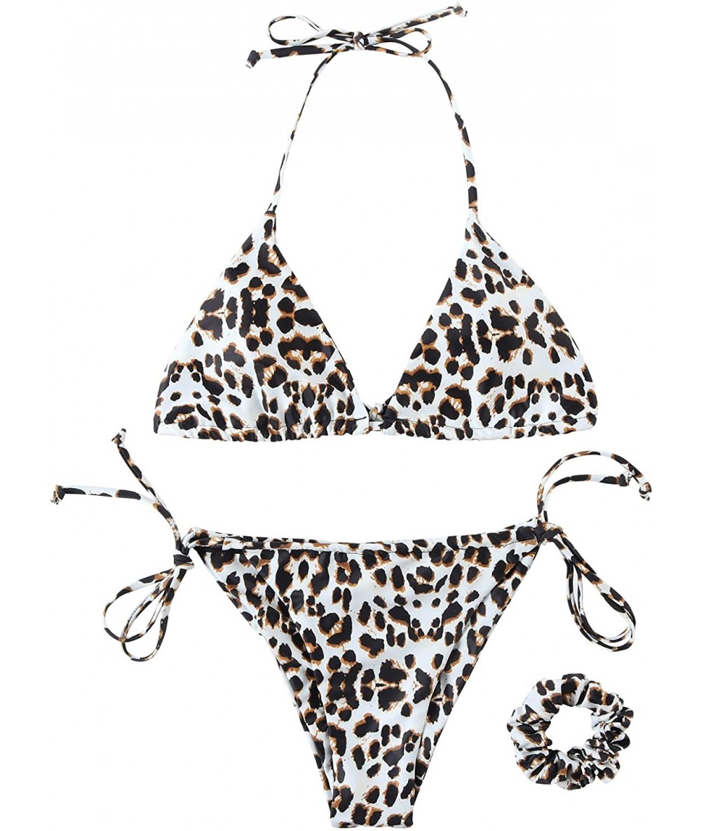 Sets Ladies' Sexy String Bikini Metallic Thong Bathing Suit 2 Pieces Swimsuit - 25-leopard - CK192I4CWZ5 $43.90