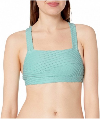 Tops Women's Cross Back Crop Bikini Top Swimsuit - Freshwater Fresh Mint - CO18QCDCMCR $63.14