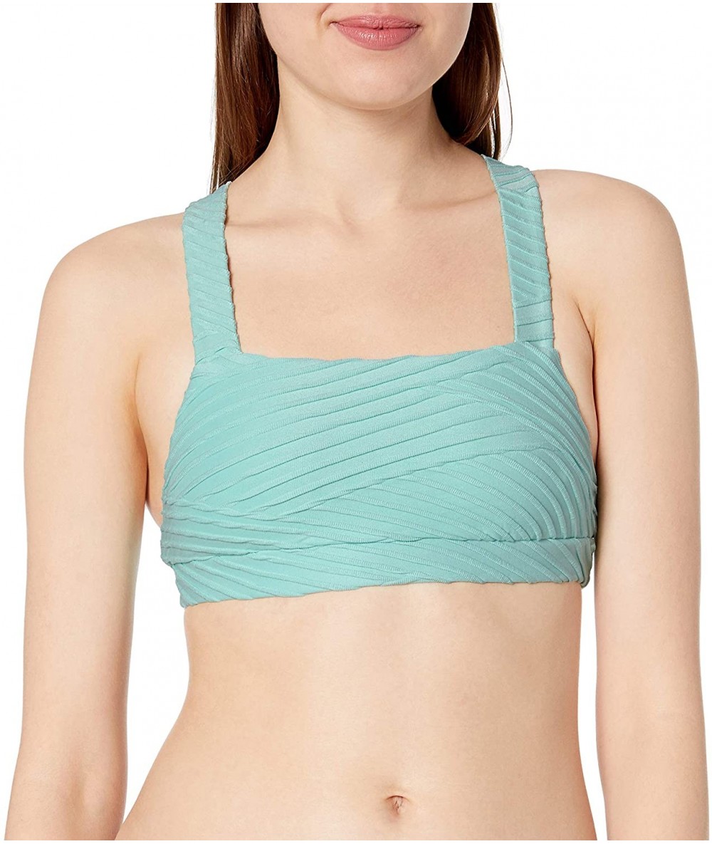 Tops Women's Cross Back Crop Bikini Top Swimsuit - Freshwater Fresh Mint - CO18QCDCMCR $63.14