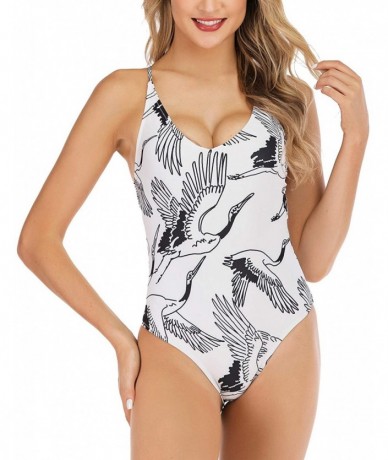 One-Pieces Swimsuits for Women-One Piece Ruffled Flounce&Tummy Control Halter Swimwear - Print13 - CE18R5OQXA4 $34.25