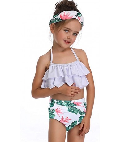 Sets Mommy and Me Family Matching Swimwear Girls Swimsuit Two Pieces Bikini Set Ruffle Halter Straps Swimwear Bathing Suits -...