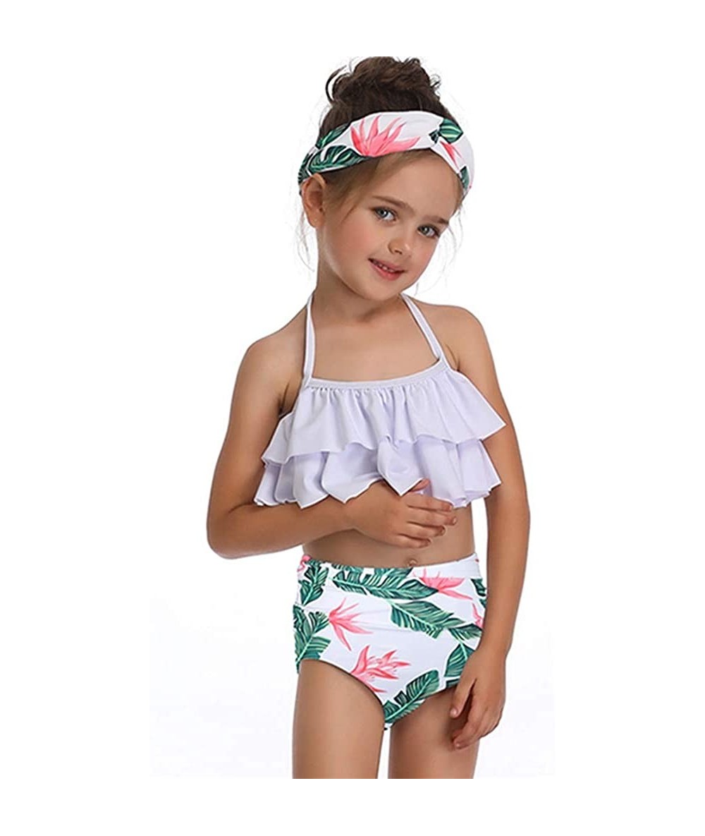 Sets Mommy and Me Family Matching Swimwear Girls Swimsuit Two Pieces Bikini Set Ruffle Halter Straps Swimwear Bathing Suits -...