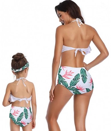 Sets Mommy and Me Family Matching Swimwear Girls Swimsuit Two Pieces Bikini Set Ruffle Halter Straps Swimwear Bathing Suits -...