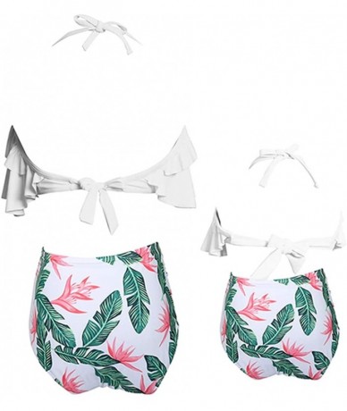 Sets Mommy and Me Family Matching Swimwear Girls Swimsuit Two Pieces Bikini Set Ruffle Halter Straps Swimwear Bathing Suits -...