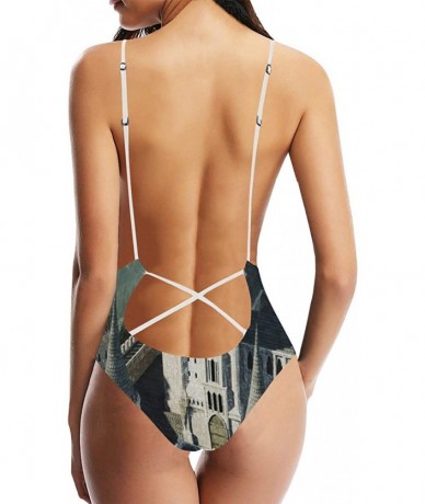 One-Pieces Funny Art V-Neck Women Lacing Backless One-Piece Swimsuit Bathing Suit XS-3XL - Design 14 - CH18UZ4UM0H $63.97