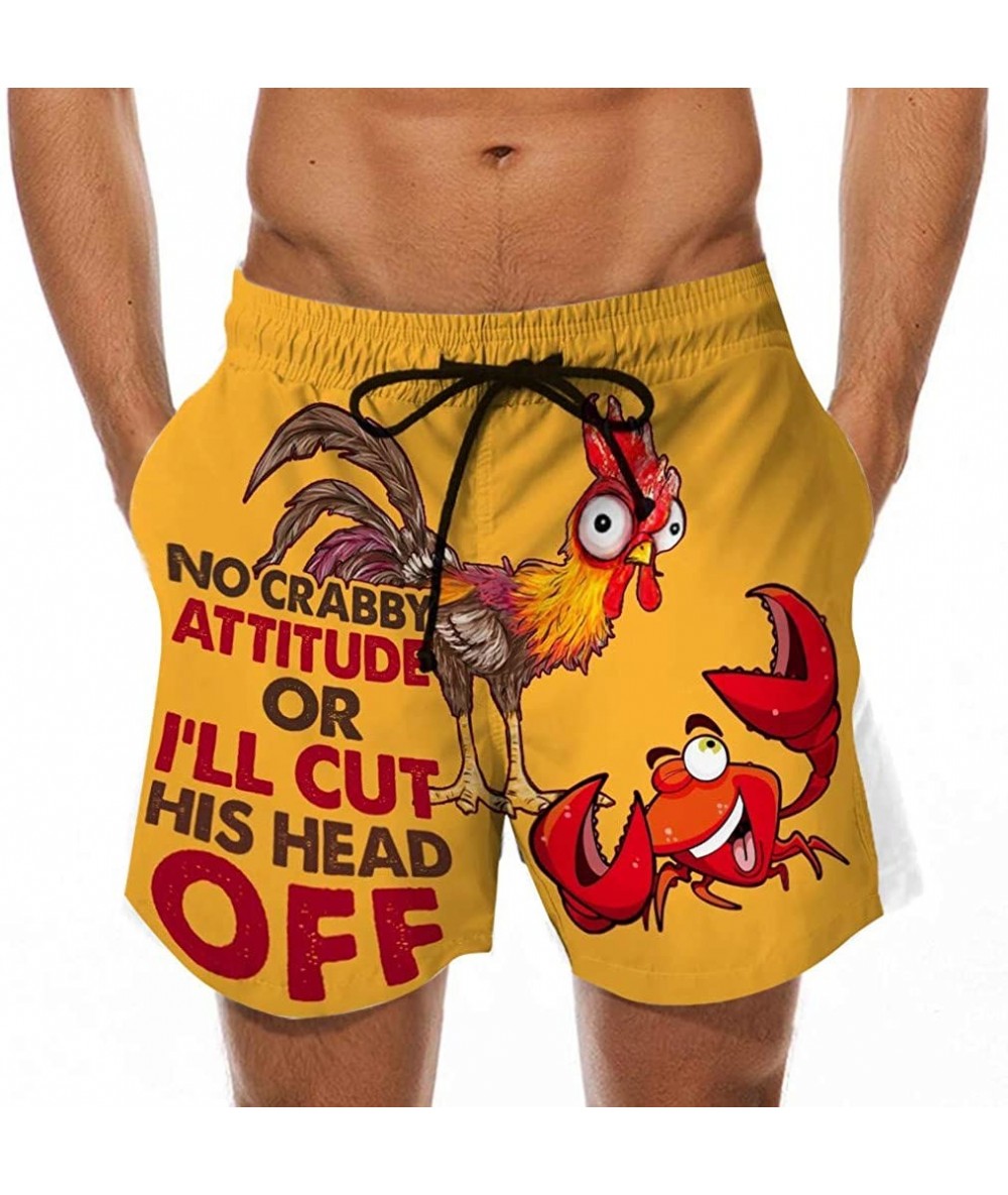 Board Shorts Men Funny Cock Beach Shorts - Stop Staring at My Cock - I AM ON FIRE Today Print Rooster Swim Trunks Pants - L -...