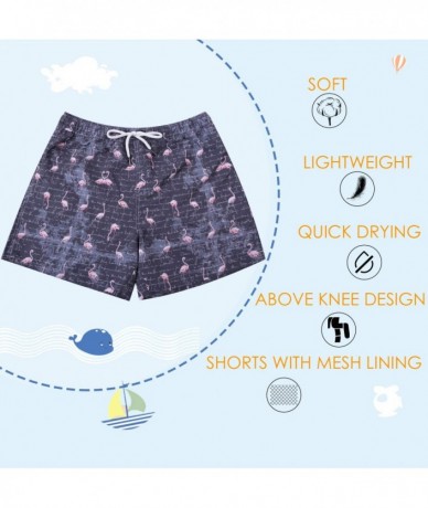 Trunks Mens Swimwear Flamingo Boardshort-Many and Various Prints Shorts-Swim Trunks with Mesh Lining and Pockets - 12 Grey - ...