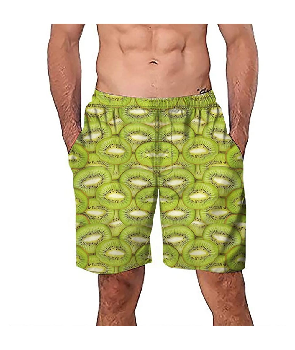 Racing Men's Swimming Trunks with Pockets Beach Swimwear Quick Dry Elastic Waist Board Shorts - Green - CF193LMU7N9 $28.94