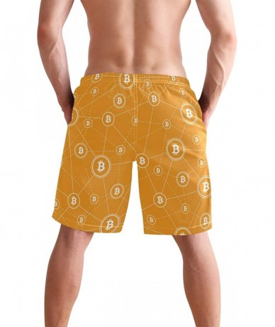 Racing Mens Swim Trunks Anchors Starfish Beach Board Shorts - Bitcoin Symbols - C918NX9R69I $49.05