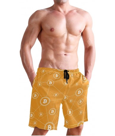 Racing Mens Swim Trunks Anchors Starfish Beach Board Shorts - Bitcoin Symbols - C918NX9R69I $49.05