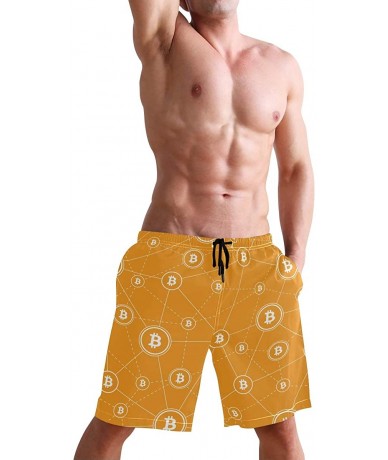 Racing Mens Swim Trunks Anchors Starfish Beach Board Shorts - Bitcoin Symbols - C918NX9R69I $49.05