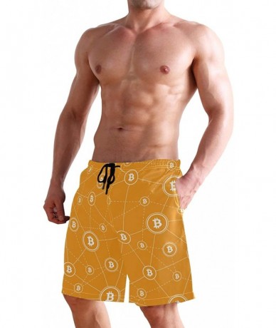 Racing Mens Swim Trunks Anchors Starfish Beach Board Shorts - Bitcoin Symbols - C918NX9R69I $49.05