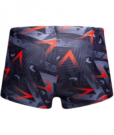 Racing Swim Boxer Briefs Short Swim Jammer Camo Racer Mens Square Leg Swimsuit - Geometric Brown - CQ18QL45XAX $31.98