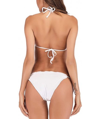 Tankinis Women's Bikini Bottom Thong Swimwear - White(bikini Set) - CN18Q8ICR4E $24.71