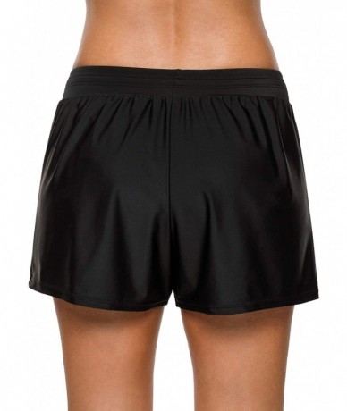 Bottoms Women Stretch Swim Shorts Drawstring Swimsuit Bottoms Sports Boardshorts - Black2 - C918L75OC92 $32.87