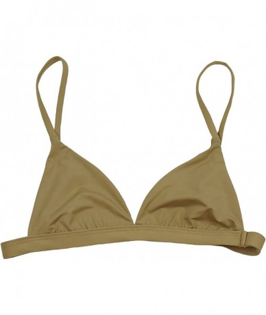 Sets Women's Cross Back or Classic Triangle Double Layered Swim Top Bra Non Padded Wireless - Beige - CD18CY55EKD $44.36