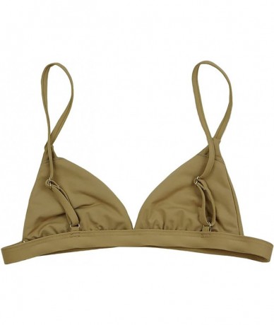 Sets Women's Cross Back or Classic Triangle Double Layered Swim Top Bra Non Padded Wireless - Beige - CD18CY55EKD $44.36