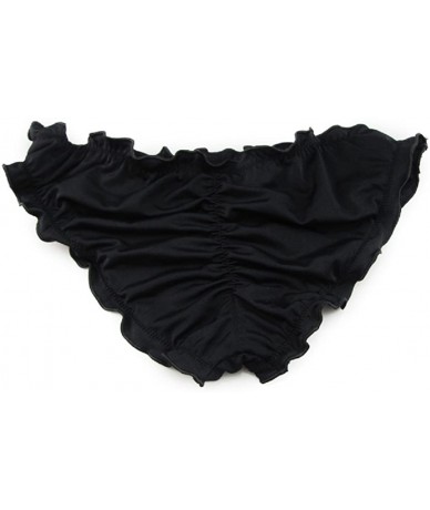 Bottoms Womens Ruffled Wavy Bikini Bottom Ruched Back Swimwear - Black - CR18CRA978W $35.01