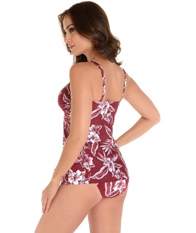 Tankinis Women's Swimwear Hibiskiss Criss Cross Tankini Top - Pompei - C6188OG48GD $85.67