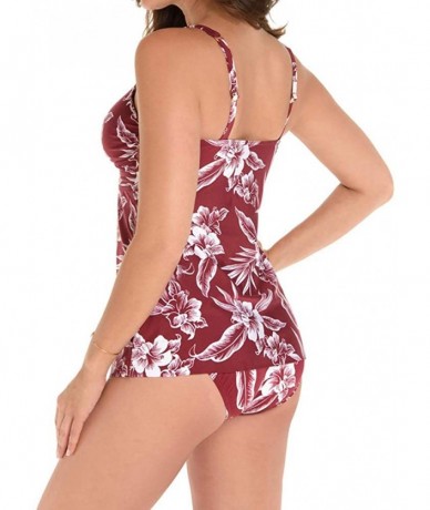 Tankinis Women's Swimwear Hibiskiss Criss Cross Tankini Top - Pompei - C6188OG48GD $85.67