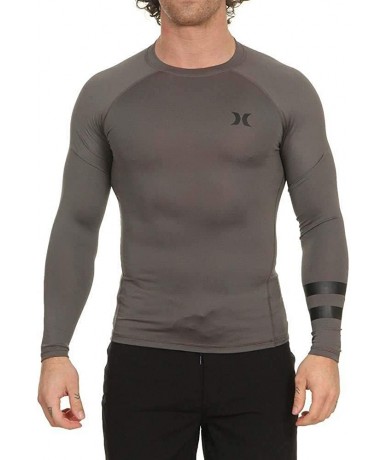 Rash Guards Men's Long Sleeve Pro Light Quick Dry Sun Protection Rashguard Shirt - Iron Grey - CS18AQOGLQU $71.04