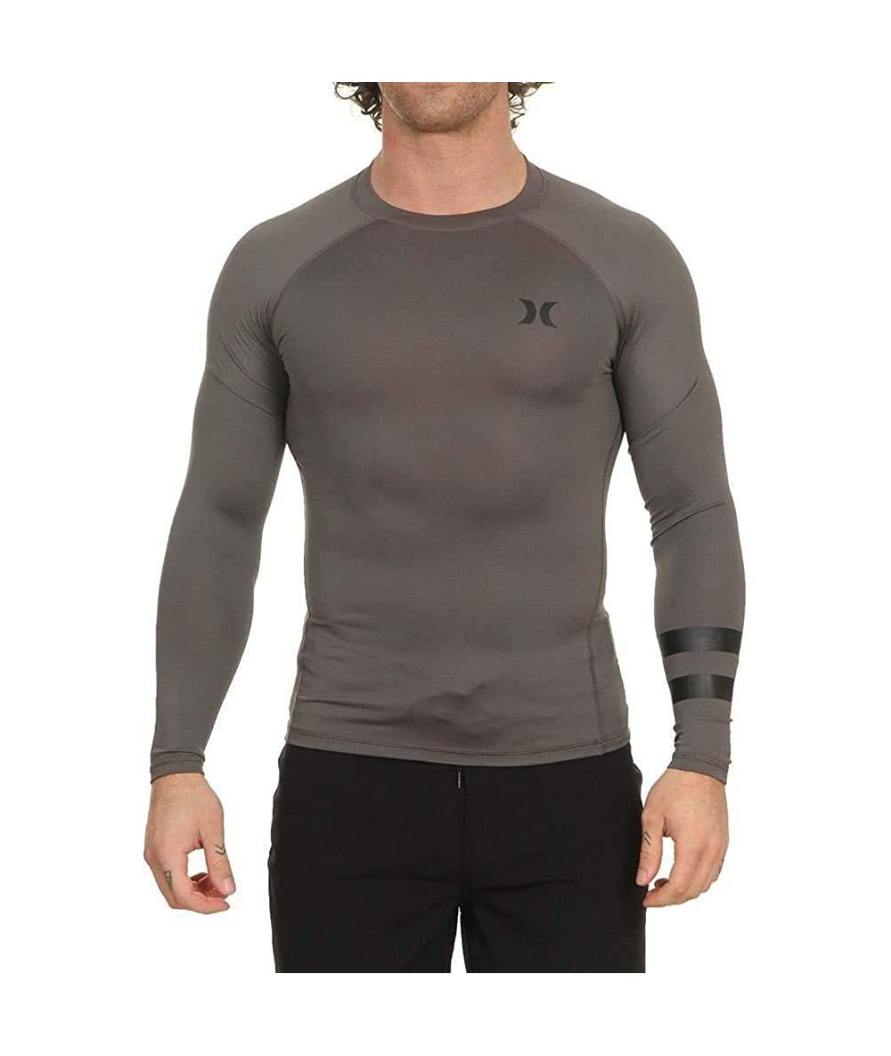 Rash Guards Men's Long Sleeve Pro Light Quick Dry Sun Protection Rashguard Shirt - Iron Grey - CS18AQOGLQU $71.04