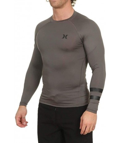 Rash Guards Men's Long Sleeve Pro Light Quick Dry Sun Protection Rashguard Shirt - Iron Grey - CS18AQOGLQU $71.04