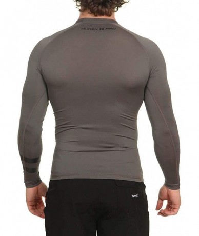 Rash Guards Men's Long Sleeve Pro Light Quick Dry Sun Protection Rashguard Shirt - Iron Grey - CS18AQOGLQU $71.04