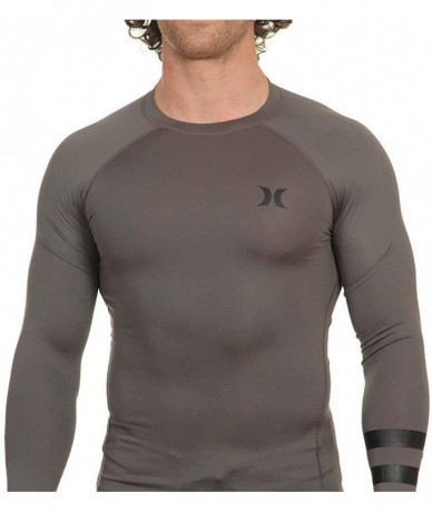 Rash Guards Men's Long Sleeve Pro Light Quick Dry Sun Protection Rashguard Shirt - Iron Grey - CS18AQOGLQU $71.04