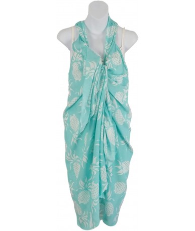 Cover-Ups Magic Sarong - Cover Up - Kimono Vest - Aqua Pineapple - CQ19DMNLKDQ $39.72