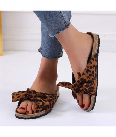 One-Pieces Sandals for Women Flat Slide Sandals for Women Cork Sole Canvas Cute Knot Bow Womens Slides Sandals for Women Z01 ...