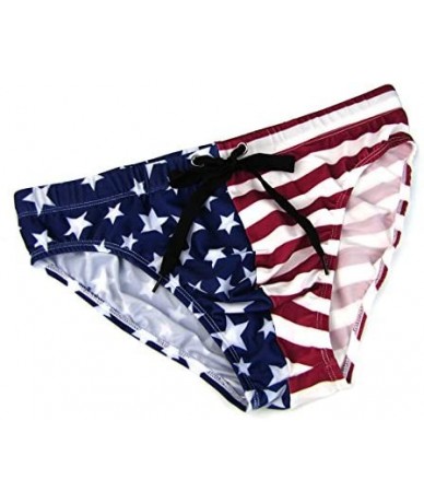 Racing Men Low Rise USA Flag Triangle Bikini Underwear Beach Swim Briefs - Blue - CD18545LNRM $24.71