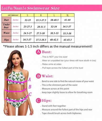 Sets Women's Chic Summer Hot 2 Piece Halter Neack High Waist Padded Sexy Swimsuit - Green Cactus - C218G22S5MC $45.92