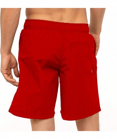 Trunks Men's Swim Trunks - Solid Color - Bathing Suit - Quick Dry Beach Swimming Shorts - Adult Boys - Red - CS18M66KSM4 $32.49