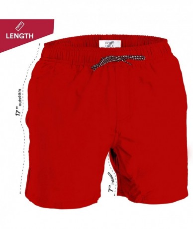 Trunks Men's Swim Trunks - Solid Color - Bathing Suit - Quick Dry Beach Swimming Shorts - Adult Boys - Red - CS18M66KSM4 $32.49