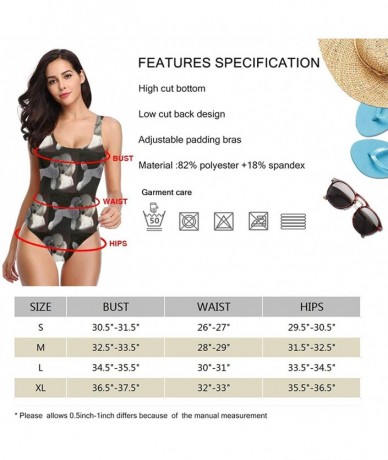 One-Pieces Women One Piece Swimsuit Monokini Halter Neck Swimdress Retro Boho Beachwear - Poodles in Grey White - C61933NGMCS...