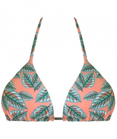 Tops Coral Green Leaf Brazilian Triangle Bikini Top - CJ194H80SWK $54.13