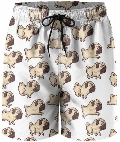 Board Shorts Men Dancing Pug Puppies Beach Pants Pajama Shorts Floral Printed Beach Pants for Men - Pugs - CY18WI6U5N6 $46.22