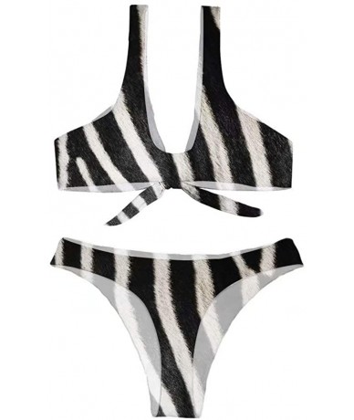 Sets Womens High Cut Bikini Set Two Piece Swimsuits Leopard Tie Knot Bathing Suit - Zebra - CA18R38WH3E $39.92