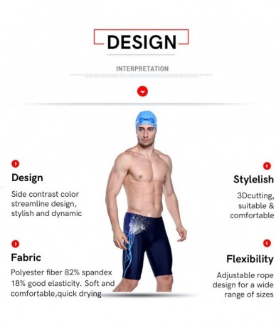 Racing Men's Professional Athletic Jammer Long Style Swim Trunks Digital Printing Swimming Pants - Black - CR18U0TZMS7 $23.98