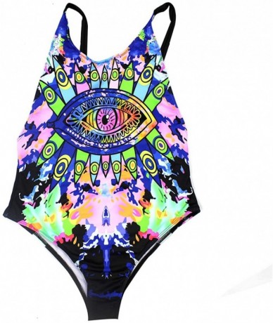 One-Pieces Womens Rave Wear Neon One Piece Bodysuit Sexy Swimsuit EDC Festival Rave Clothing - Multicolored - C218QG06XEK $38.43