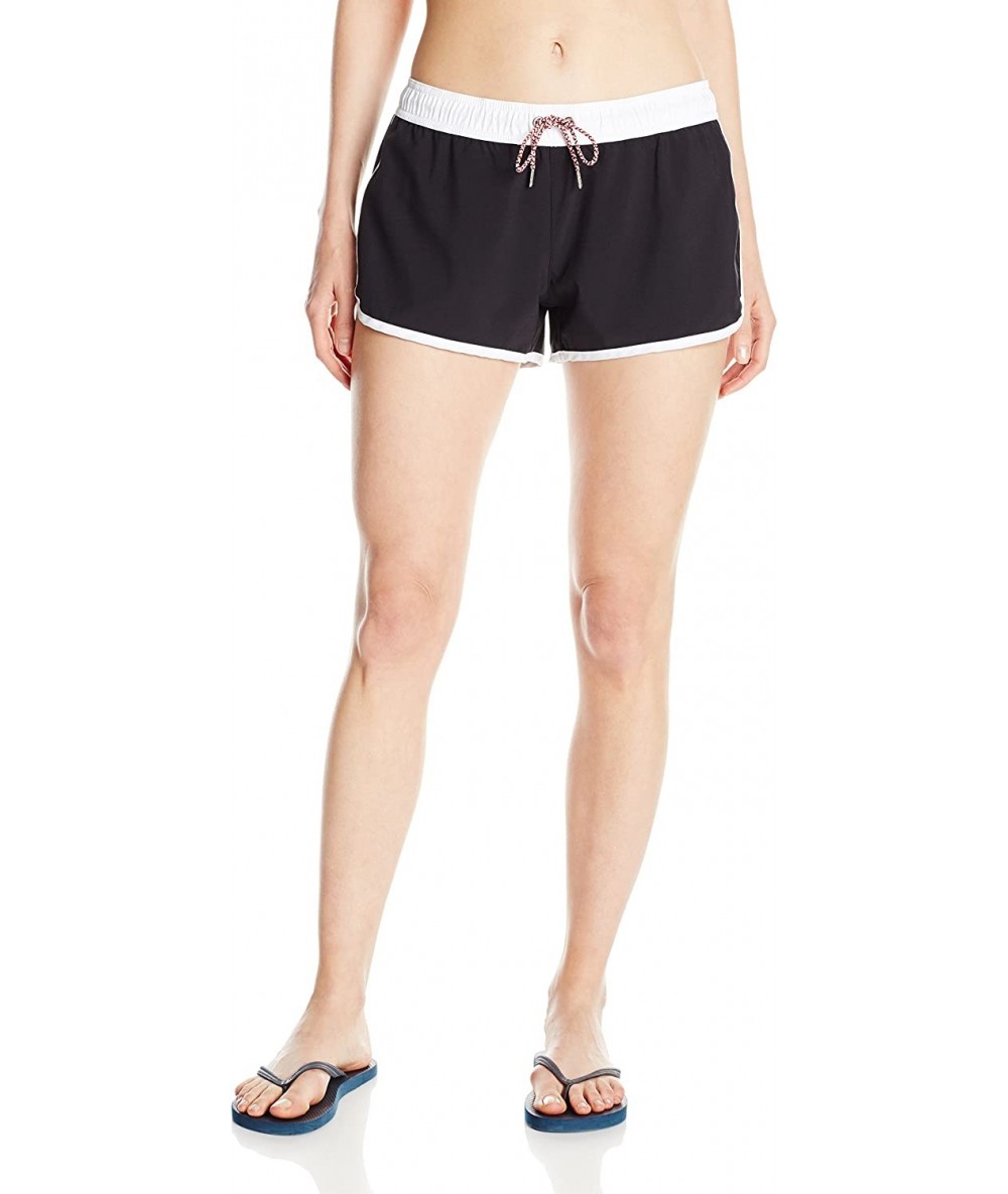 Board Shorts Women's Beach Runner Swim Boardshorts with Hidden Pocket - Beach Runner Black/White - CJ11OGDV1UH $73.69