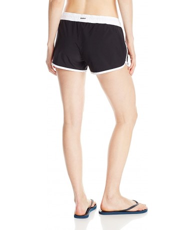 Board Shorts Women's Beach Runner Swim Boardshorts with Hidden Pocket - Beach Runner Black/White - CJ11OGDV1UH $73.69