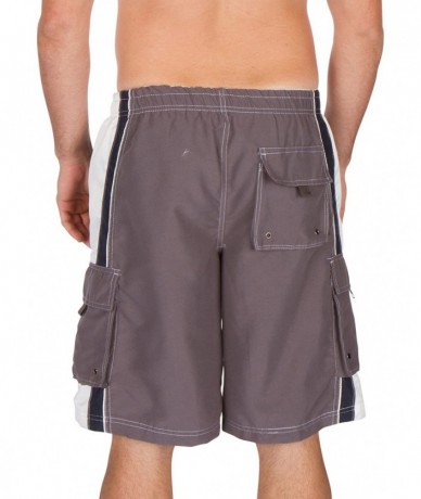 Board Shorts Contrast Stripe Boardwalk Skate Surf Boardshort - Charcoal - C4127F95YND $20.12