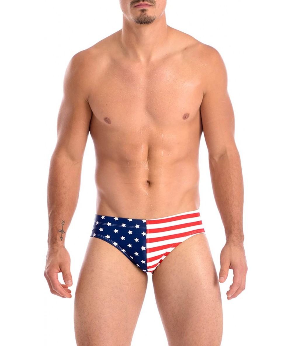 Briefs Men's USA Freedom Hot Body Bikini Swimsuit - Stars and Stripes - CS18AH5OXOW $36.94