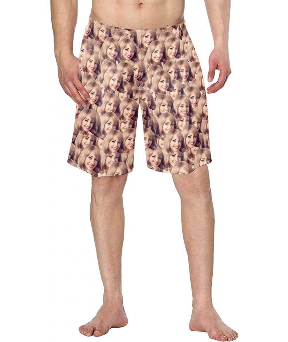 Trunks Custom Swim Trunks- Cute Beach Shorts with Picture for Men Dad - CQ1977GRU8Z $61.20