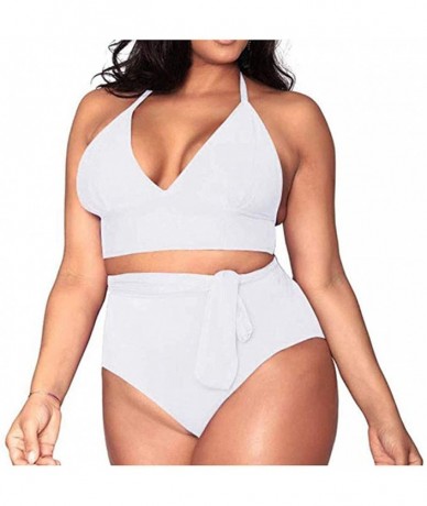 Bottoms Plus Size Bathing Suits for Women High Waisted Tummy Control Swimwear Swimsuit Full Coverage - White - CL197HO3ZWZ $3...