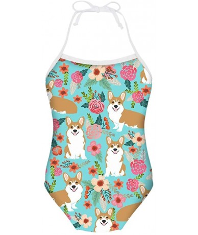 Sets Little Girls One Piece Swimsuit Animal Printed Bathing Suit Surfer Short - Corgi-2 - C418NUAY6AS $41.18